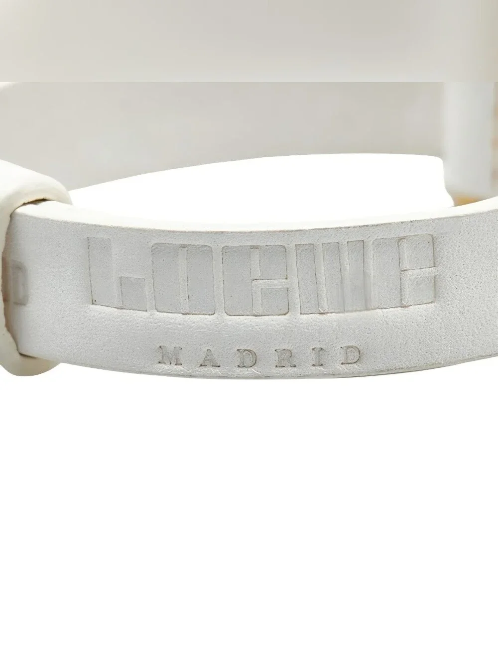 LOEWE Vintage 030510 Double Wrap Leather Bracelet White Gold Madrid Spain